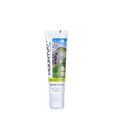 Immagine di Mountval Crema Cera, per Scarpe in Pelle da Trekking Idrorepellente e Nutriente, con Spugna Applicatore, Vari Colori (Nero)