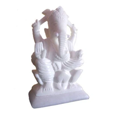 Immagine di StonKraft Pietra di marmo indiano, 12,7 cm, colore: Bianco Puja Ganesh Ganesha Ganapati Murti Idol