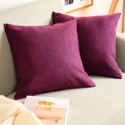 Immagine di Blumtal Federe Cuscini Divano in Ciniglia, Copricuscini Divano, Cuscino 2 Pezzi, 40 x 40cm, Melanzana