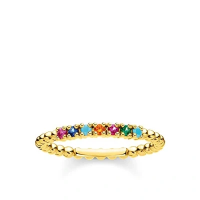 Immagine di Thomas Sabo anello da donna palline pietre colorate oro argento sterling 925, placcatura giallo 750 TR2323 488 7
