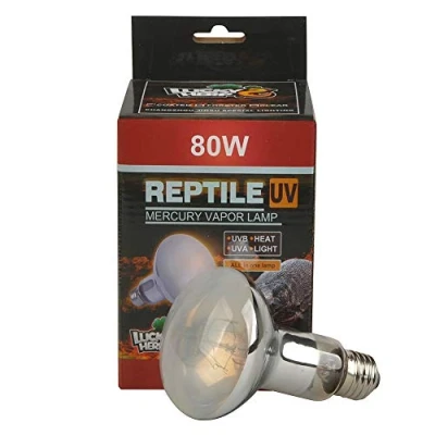 Immagine di Lucky Herp, lampada UVA UVB a vapori di mercurio per rettili, 80 Watt, R80, E27 Filettatura vite