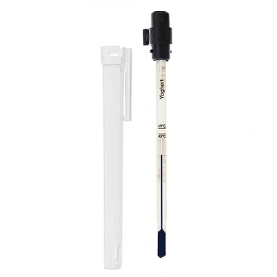 Immagine di Termometro per yogurt, 150 mm, include custodia protettiva con zone consigliate.