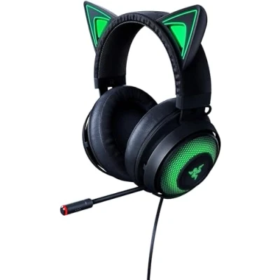 Immagine di Razer Kraken Kitty Cuffie USB con Orecchie da Gatto e Chroma Illuminazione Reattiva allo Streaming (Microfono funzione di cancellazione attiva del rumore) Nero