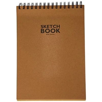 Immagine di Sketchbook Blocco da Disegno con Rilegatura a Spirale, Formato DIN A4, 120 Fogli, 100 g/m², Carta Kraft riciclabile in Fibre Naturali Non sbiancate, unità