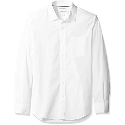 Immagine di Amazon Essentials Camicia in Popeline a Maniche Lunghe Slim Uomo, Bianco, M