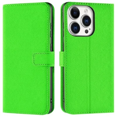 Immagine di Verco custodia per iPhone 16 Pro, a libro funzione di carte credito, colore: verde