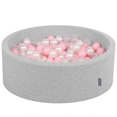 Immagine di KiddyMoon 90X30cm/200 Palline Piscina di Colorate ∅7Cm per Bambini Quarto Angolare in EU, Grigio Ch:Rosa Ch/Perla/Trasparente