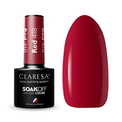 Immagine di Claresa Smalto ibrido UV LED per manicure Soak Off, colore rosso, n. 418, 5 ml