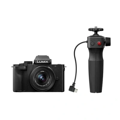 Immagine di Panasonic Lumix DC G100DVEGK Fotocamera Mirrorless Micro Quattro Terzi con Obiettivo G Vario 12 32mm F3.5 5.6 e Impugnatura Treppiede DMW SHGR2, 20.3MP, Video 4K 30p/FHD 60, Ricarica USB C,Nero