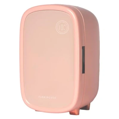 Immagine di Flamingueo Frigorifero Piccolo 12L Mini Frigo con Luce Interna, 12V/220V, da Camera, per Cosmetici, Funzione Raffreddamento
