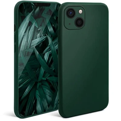 Immagine di Moozy Minimalist Series, Cover in Silicone per iPhone 13 Mini, Verde Notte Custodia Cellulare Finitura Opaca, Sottile e Morbida TPU Case