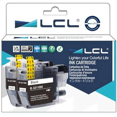 Immagine di LCL Cartucce d&#039;inchiostro Compatibile LC 3211 LC3211 3211BK LC3211BK (2 Nero) Sostituzione per Brother DCP J770 J772DW J774DW MFC J890DW J895 J497DW J572DW J491DW J895DW