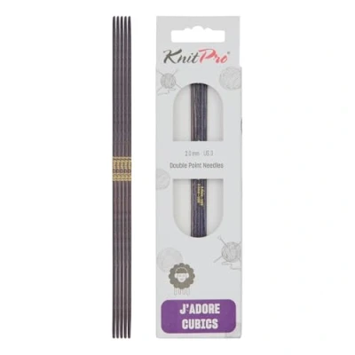 Immagine di KnitPro J&#039;Adore Cubics Ferri da Maglia a Doppia Punta Set 5 Spilli in Legno per Calzini Cappelli Guanti Corti Rotondi 15 cm x 2,00 mm