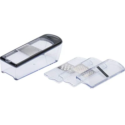 Immagine di Westmark Mandolina/Grattugia con 4 lame e contenitore, Acciaio inox/Plastica, Technicus Quadro, Trasparente/Nero/Argento, 14352260
