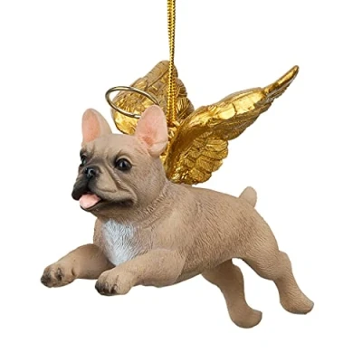 Immagine di Design Toscano Alberi di Natale Ornamenti Onore Il Cane Bulldog Francese per Le Vacanze Angelo del