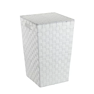 Immagine di Wenko portabiancheria Adria Square, Cesto con Coperchio, capacità 48 Litri, 33x53x33cm, in plastica Intrecciata Bianca