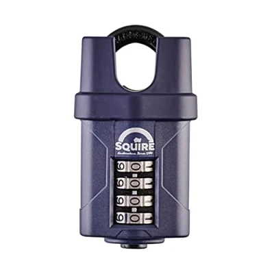 Immagine di Lucchetto Pesante Squire (CP40CS) Grillo chiuso più duro a combinazione 4 ruote Acciaio legato per resistenza alla corrosione Blocco resistente alle intemperie casa, scuola e garage (nero, 40 mm)