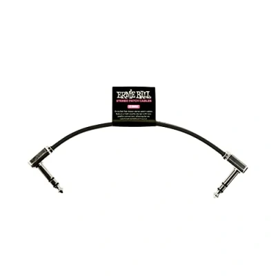 Immagine di Ernie Ball, Singolo cavo patch piatto con jack stereo a pipa, lunghezza 15,2 cm, Nero