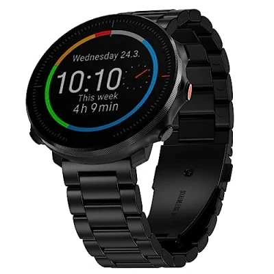 Immagine di Hiseus Cinturino Compatibile con Polar Vantage M/Vantage M2, di Ricambio in Metallo Acciaio Inossidabile Grit X/Grit X PRO/Grit PRO Titan (Nero)