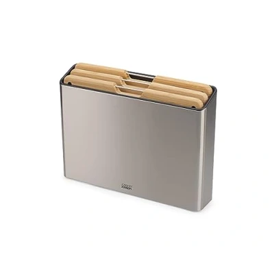 Immagine di Joseph Folio Set di 3 Taglieri da Cucina in bambù, Antiscivolo, con Custodia Acciaio Inox, Grande