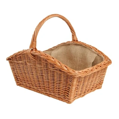 Immagine di BOGATECO cestino in vimini con manico, rettangolare, 60 x 40 28 cm, tessuto a mano, massiccio, legno rivestito iuta, per legna da ardere
