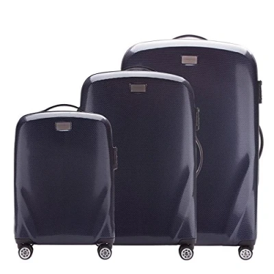 Immagine di WITTCHEN PC Ultra Light Bagagli rigidi Valigia da viaggio trolley Set di 3 valigie in policarbonato Quattro ruote doppie Lucchetto TSA Manico alluminio telescopico Taglia (S+M+L) Blu scuro