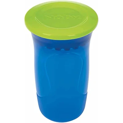 Immagine di Nuby Tazza Wonder 360 Con Bordo In Silicone Facile Da Pulire Composta Soli Due Pezzi 6m+, color Blu, One size 300 ml