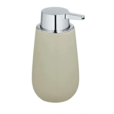 Immagine di Wenko Dispenser di Sapone Badi Beige, Ceramica Alta qualità con Superficie Opaca, Testa della Pompa in plastica, capacità Circa 320ml Ricaricabile