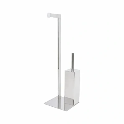 Immagine di METAFORM Piantana WC Porta Rotolo e Scopino Lucido in Acciaio Inox Aisi 304 MOD. Zeus