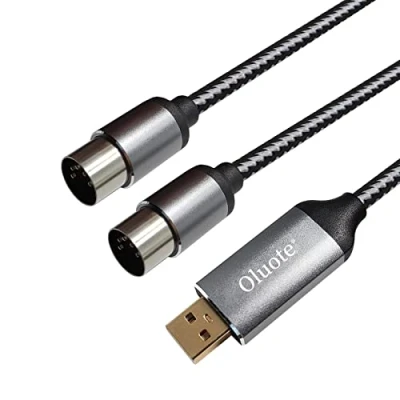 Immagine di Oluote Cavo Convertitore di Interfaccia MIDI a USB, 5 pin 1 In +1 Out per Controller Pianoforte, Compatibile conTastiera Piano PC Mac Laptop, Strumento Tastiera (1.5M)