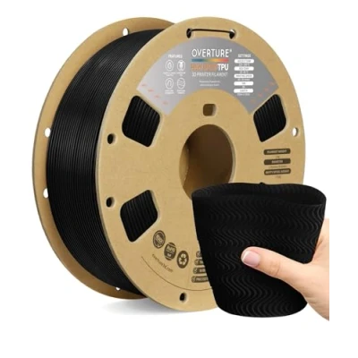 Immagine di OVERTURE Filamento TPU High Speed 1kg(2.2lbs), 1.75mm Flessibile HS per Stampante 3D, 1kg Bobina(2.2lbs), Precisione Dimensionale +/ 0.03 mm, 3D (HS Nero)