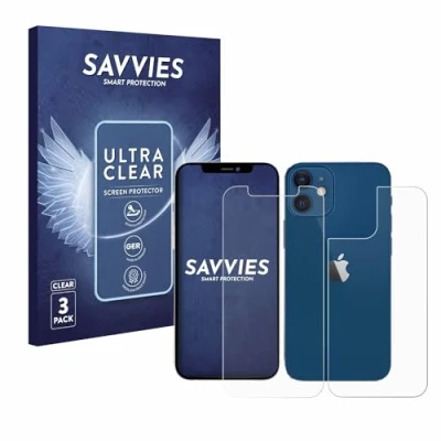 Immagine di savvies (6 Pezzi Pellicola Protettiva per Apple iPhone 12/12 Pro (Anteriore + Posteriore) Protezione Schermo Trasparente