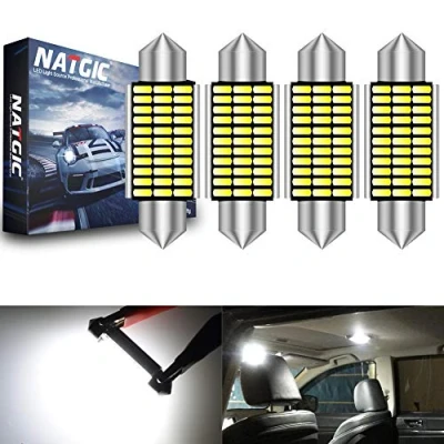 Immagine di NATGIC 42mm (1,72&#039;&#039;) C5W Lampadine LED CanBus senza Errori 211 212 2 214 560 33 3014 SMD per Luci Interne Auto Mappa di Cortesia Xenon Bianco 12V (4 Pezzi)