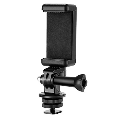 Immagine di NEEWER Portatelefono Adattatore per Attacco Hot Shoe Compatibile con Action Cam GoPro Hero 12 11 10 ecc, DJI OSMO 4 3 2 iPhone 15 Pro Max 14 13 Samsung S23, Fissaggio su DSLR o Luce Anulare