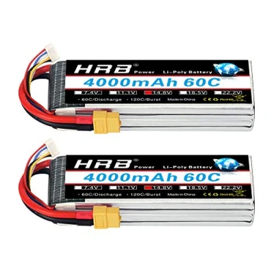 Immagine di HRB 2PCS 4S Lipo Batteria 14.8V 4000mAh 60C XT60 Connettore A+ Grade per RC Truggy Drone Barca Camion Multirotori Hexacopter Octocopters Aereo