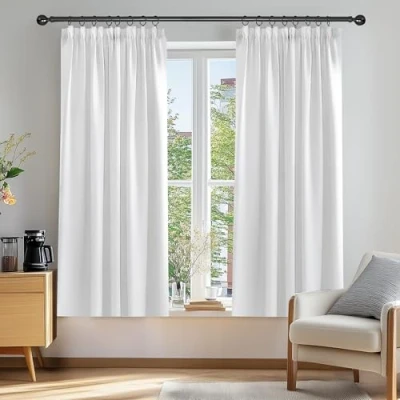 Immagine di Deconovo Tende super morbide, isolate termicamente, plissettate, oscuranti, per soggiorno, 117 x 137 cm, colore: grigio argento, una coppia