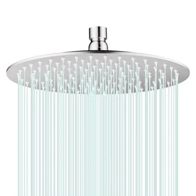 Immagine di Docce Fisso Rotondo Soffione Doccia a Pioggia In Acciaio Inox con Getti Silicone Anticalcare 304 Ultra Sottile (Cromo, 25 cm)