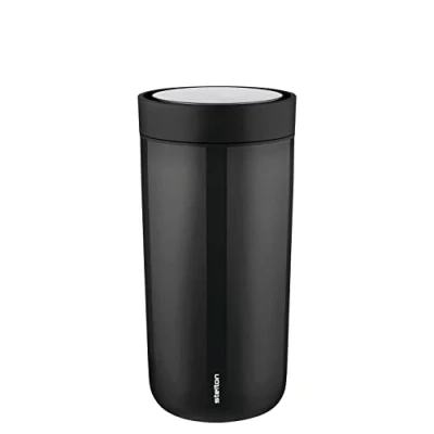 Immagine di Stelton To Go Click Thermos a doppia parete Tazza termica senza ruggine, prova di perdite con coperchio intelligente bevande calde e fredde 0,4 litri, nero
