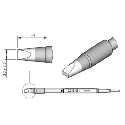 Immagine di JBC Tools punta di saldatura Forma a scalpello Dimensione 3.2 mm Lunghezza punte 10 Contenuto 1 pz.