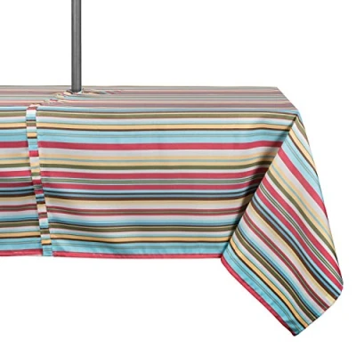 Immagine di DII Adatto per interni ed esterni, versatile, lavabile in lavatrice, a righe, poliestere, stampa estiva, tablecloth, 60 x 84 w/zip
