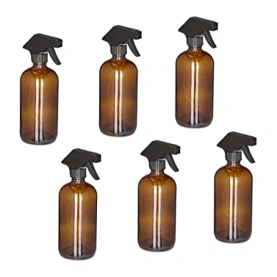 Immagine di Relaxdays Spruzzino Nebulizzatore, Set 6, 500ml di Bottiglie Spray Vuote, Vaporizzatore Parrucchieri, Pulizia, Marroni, Vetro Plastica, 21 x 9.5 7.5 cm