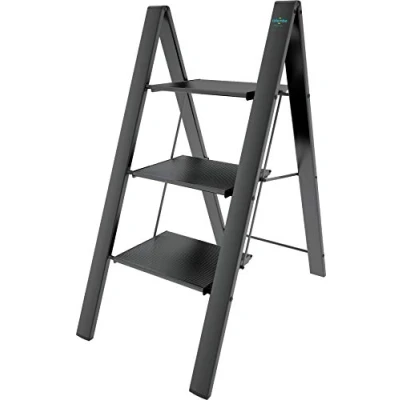 Immagine di Colombo Leonardo 3 Scaletta in alluminio anodizzato, Gradini, Portata massima 150 kg, Nero