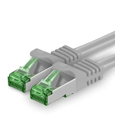Immagine di 1aTTack.de Cat.7 Cavo di Rete 1,5m Grigio 1 Pezzo Ethernet LAN SFTP Spina RJ45 Cat6a 10 Gbit/s Compatibile con Cat5 Cat6 Cat8 per Switch Router Modem Patchpanel