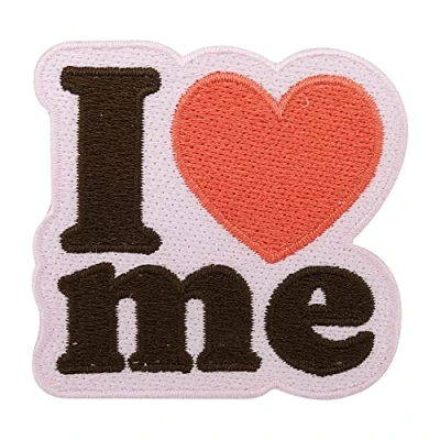 Immagine di I Love Me toppa termoadesiva Toppe rosa e amore, con cuore, in jeans Finally Home