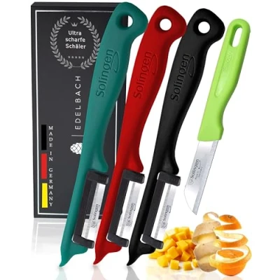 Immagine di Edelbach Solingen set di coltelli da cucina German, piccoli molto affilati, coltelli, frutta, verdura e pelapatate, coltello (4 pelapatatate)