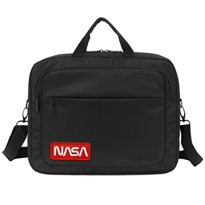 Immagine di Atlantis NASA edition Borsa notebook 15.6&quot; pollici a tracolla, imbottitura interna, vano porta documenti, tasca esterna per accessori, fascia aggancio Trolley . Cinghia colore nero.