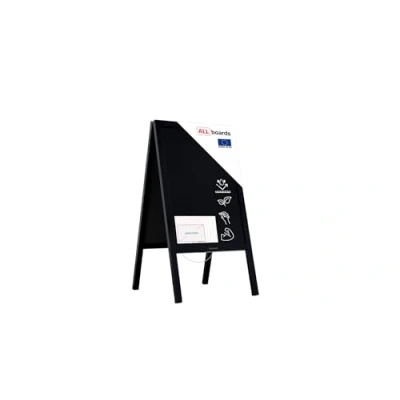 Immagine di ALLboards Lavagna da gesso con cavalletto bifacciale 118x61cm NERA RESISTENTE ALL’ACQUA