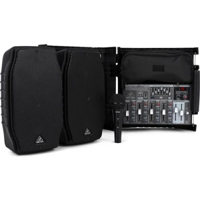 Immagine di BEHRINGER PPA200 SISTEMA PORTATILE COMPATTO 5 CANALI 150 WATT CASSE + MIXER MICROFONO +CAVI