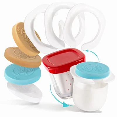 Immagine di 12 Adattatori SEB MULTIDELICES + 18 coperchi per rendere compatibili i vostri vasetti di yogurt in vetro, tipo lattiero caseario con il vostro Feltro omaggio