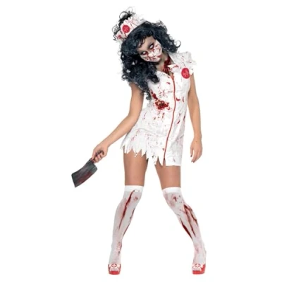 Immagine di SMIFFYS Costume Zombie Infermiera, comprende Abito, Maschera e Copricapo